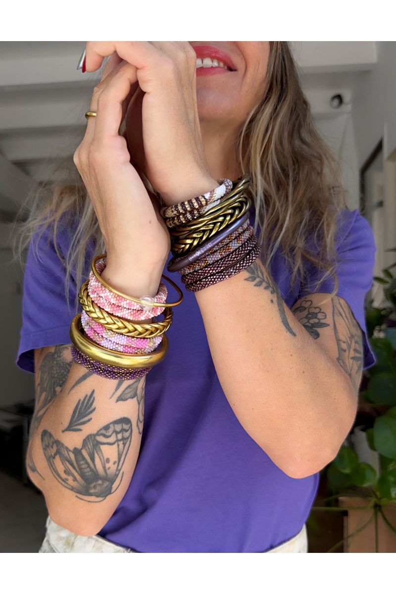 Nepalese Bracelet P22 Prune Doré