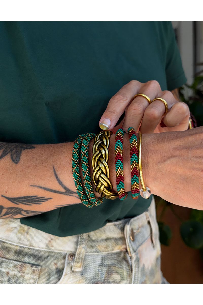 Bracelet Népalais P24 Vert Bronze
