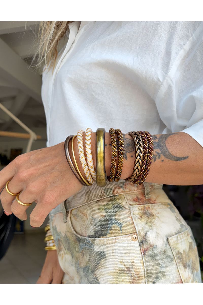 Nepalese Bracelet P38 Beige Acajou Champagne