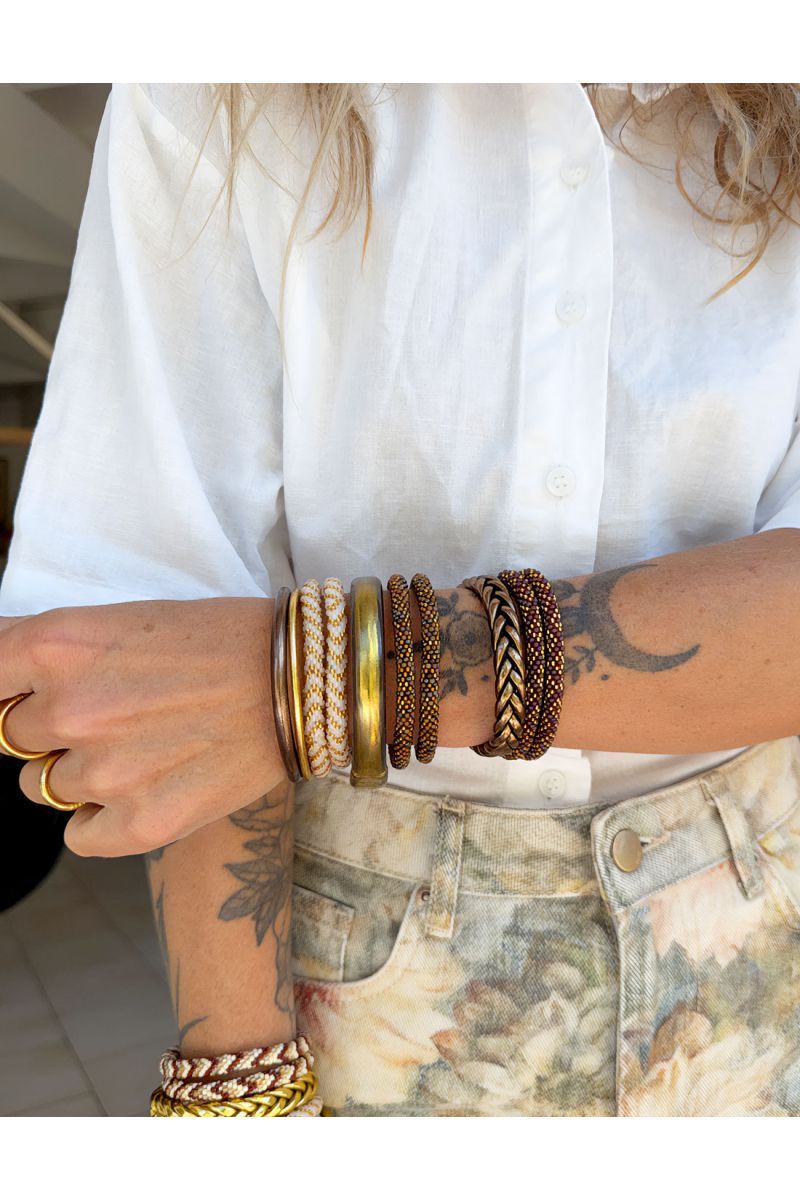 Nepalese Bracelet P38 Beige Acajou Champagne