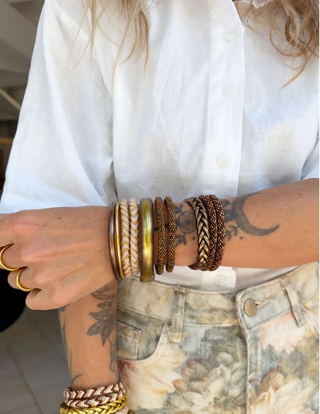 Nepalese Bracelet P38 Beige Acajou Champagne