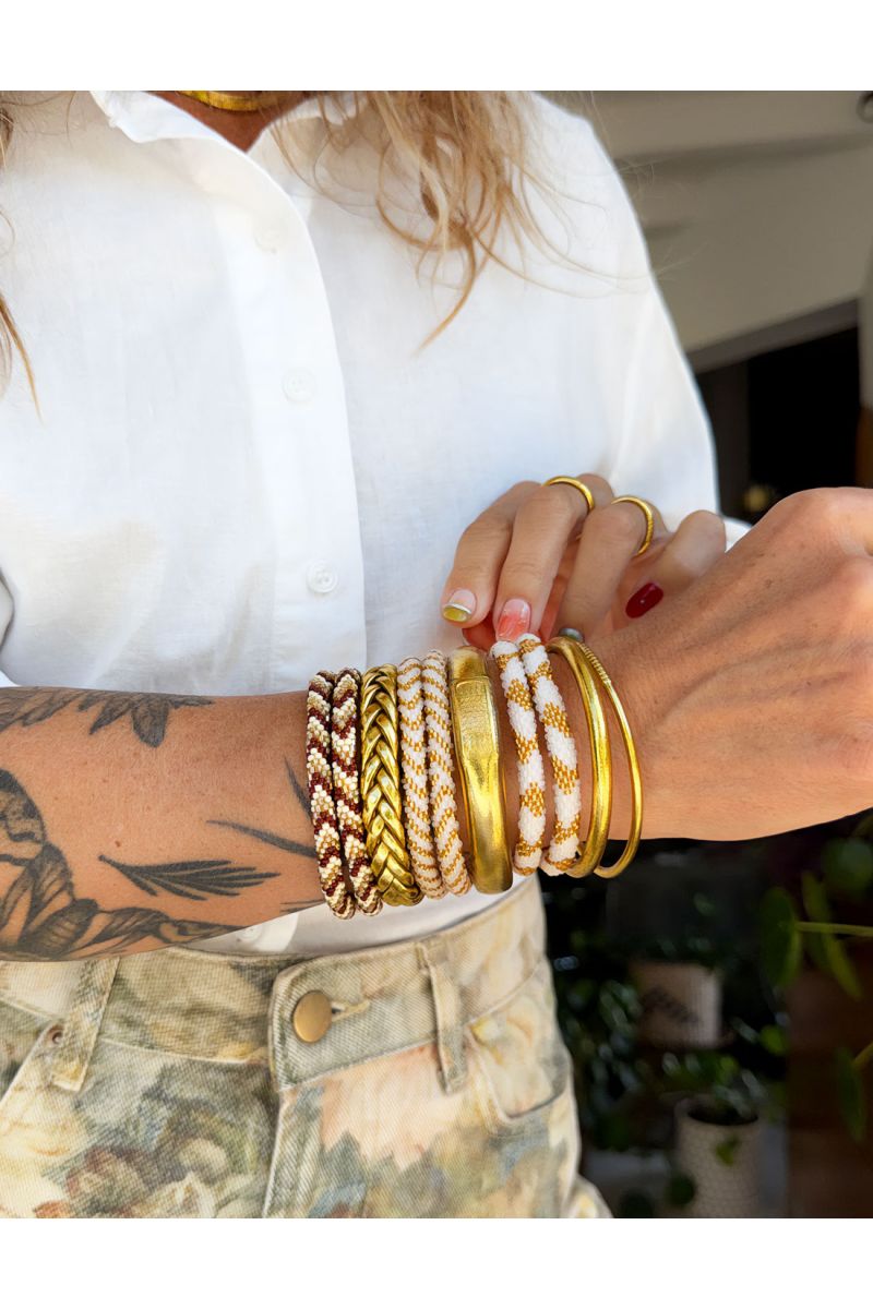 Nepalese Bracelet P38 Beige Acajou Champagne
