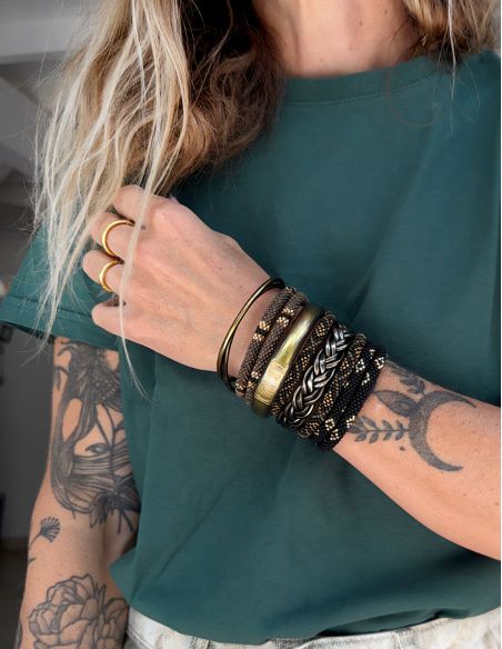 Nepalese Bracelet P40 Noir mat Taupe mat Bronze