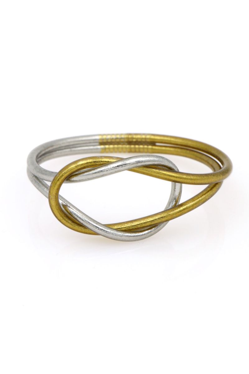 Jonc Bouddhiste Infinity ARGENT FONCÉ & DORÉ ANTIQUE