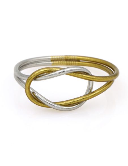 Jonc Bouddhiste Infinity ARGENT FONCÉ & DORÉ ANTIQUE