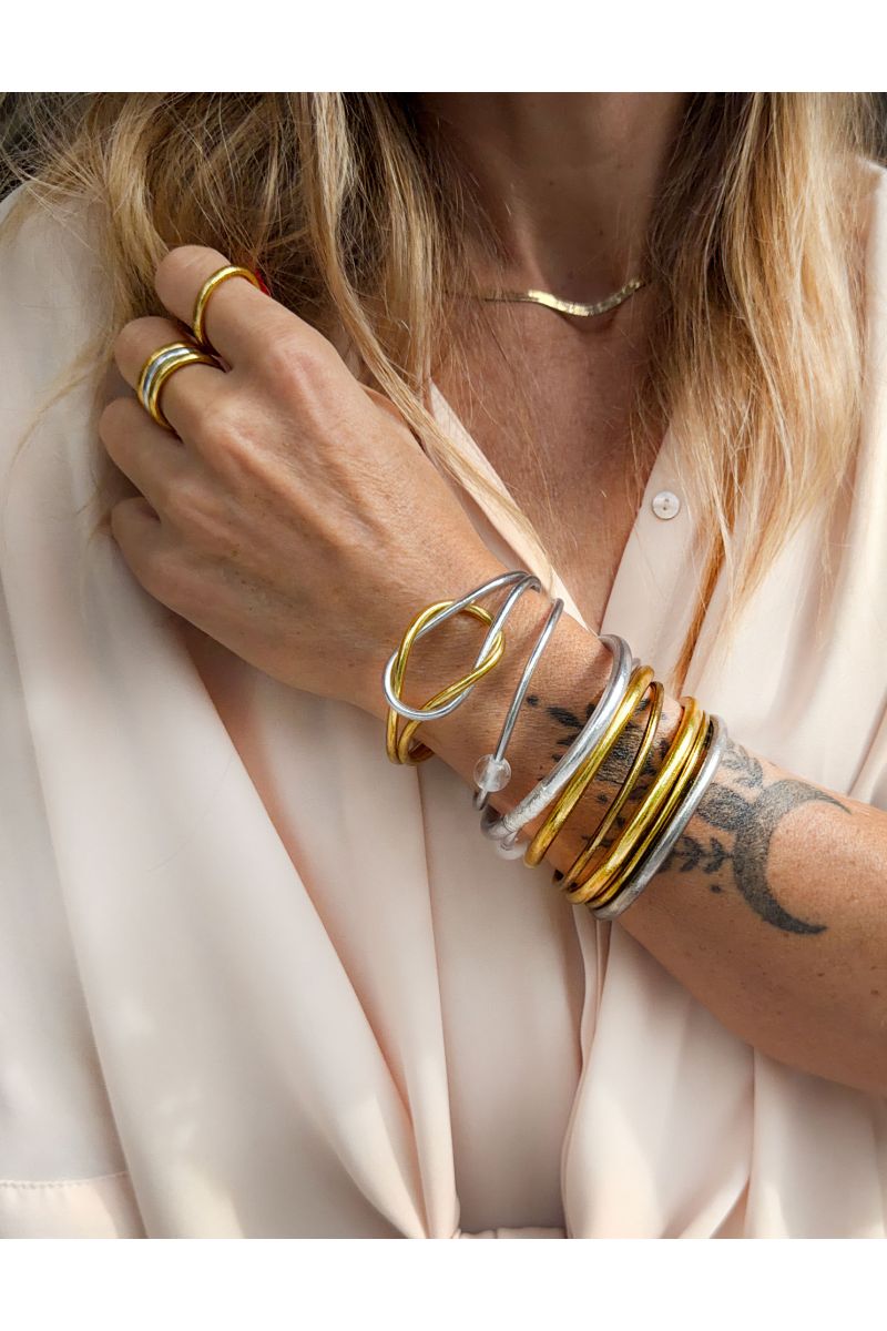 Buddhist bangle Infinity LIGHT GOLD & SILVER
