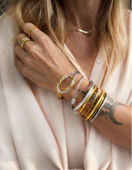 Buddhist bangle Infinity LIGHT GOLD & SILVER