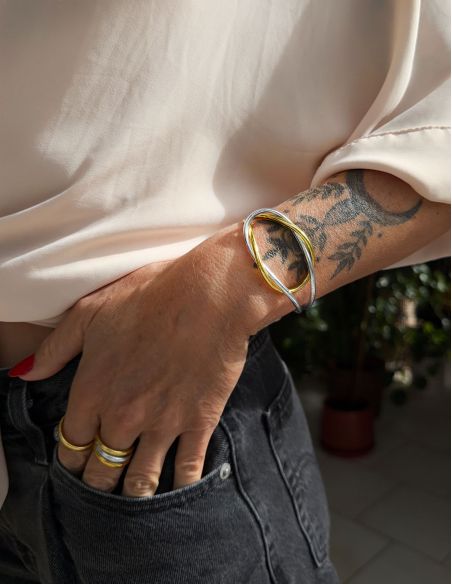 Buddhist bangle Infinity LIGHT GOLD & SILVER