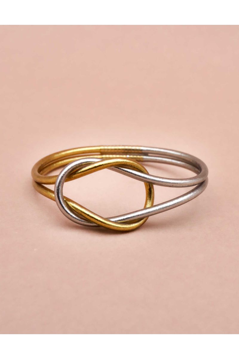 Jonc Bouddhiste Infinity ARGENT FONCÉ & DORÉ ANTIQUE