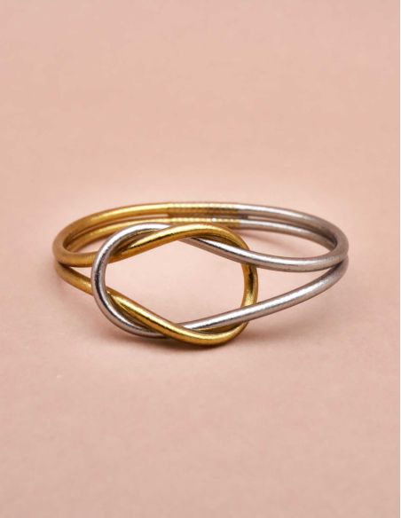 Buddhist bangle Infinity DARK SILVER & ANTIQUE GOLD