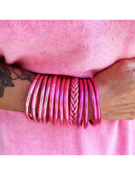 Jonc Bouddhiste Mantra FUSHIA qualité supérieure (à partir de 10€)