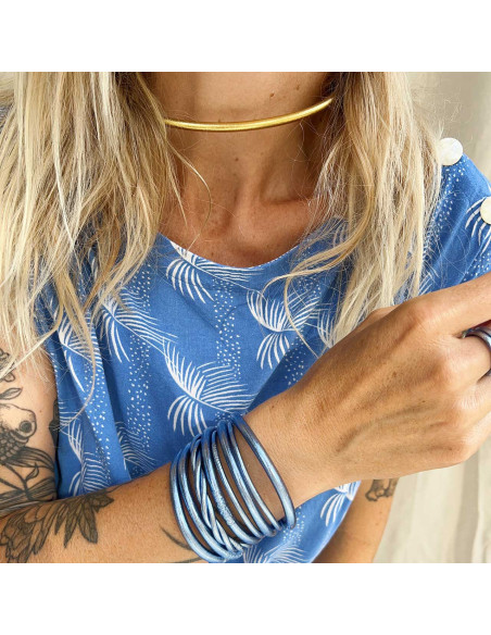 Jonc Bouddhiste Mantra BLEU JEAN qualité supérieure (à partir de 10€)