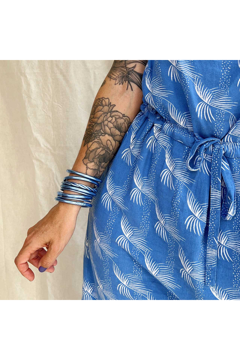 Jonc Bouddhiste torsadé BLEU JEAN
