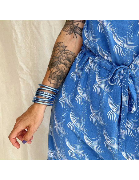 Jonc Bouddhiste torsadé BLEU JEAN