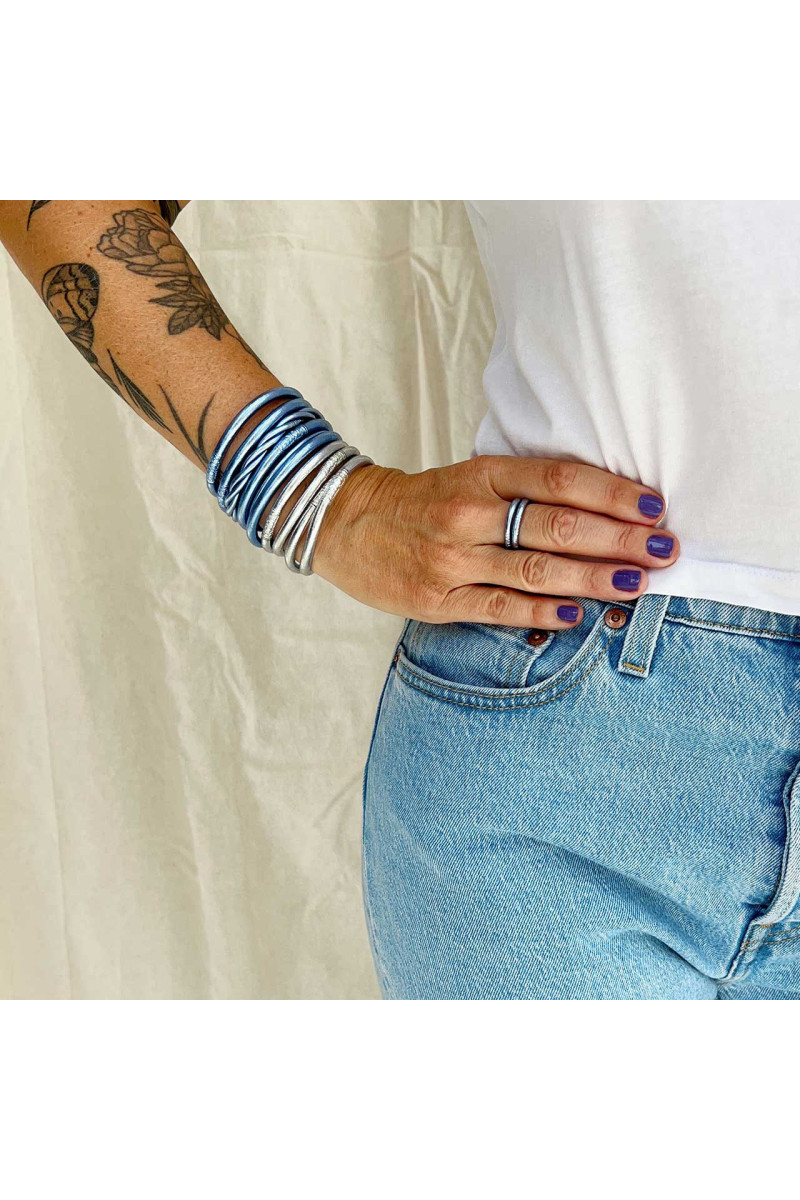Jonc Bouddhiste torsadé BLEU JEAN