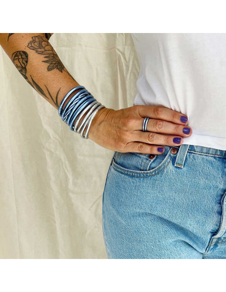 Jonc Bouddhiste torsadé BLEU JEAN