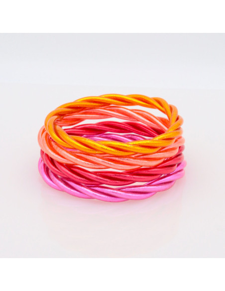 Jonc Bouddhiste torsadé FUSHIA
