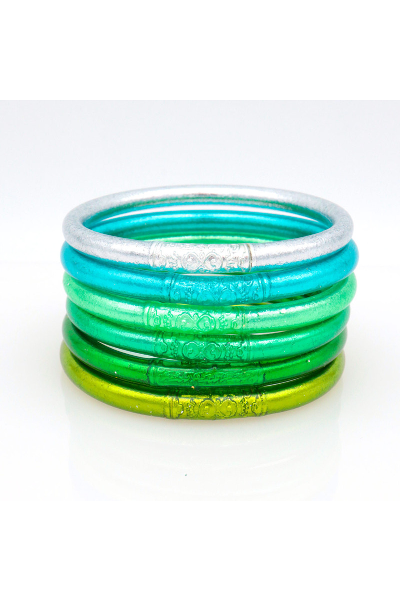 Lot de 6 joncs bouddhistes mantra VERT