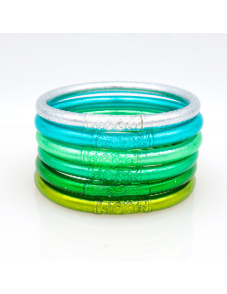 Lot de 6 joncs bouddhistes mantra VERT
