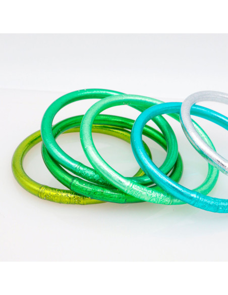 Lot de 6 joncs bouddhistes mantra VERT