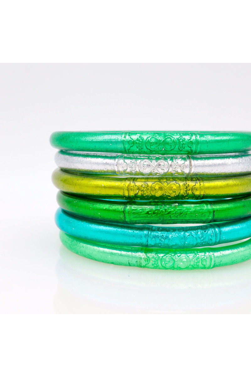 Lot de 6 joncs bouddhistes mantra VERT
