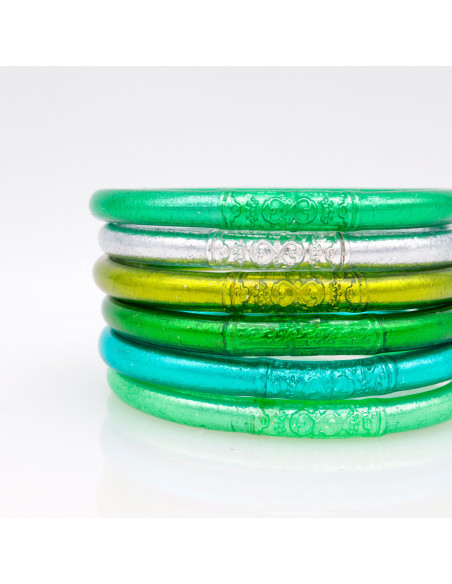 Lot de 6 joncs bouddhistes mantra VERT