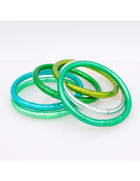 Lot de 6 joncs bouddhistes mantra VERT