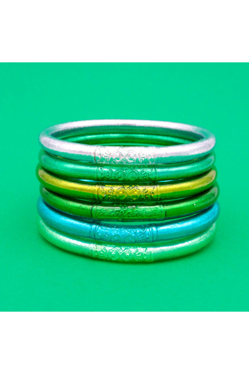 Lot de 6 joncs bouddhistes mantra VERT