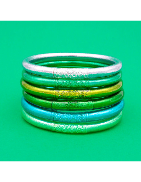 Lot de 6 joncs bouddhistes mantra VERT