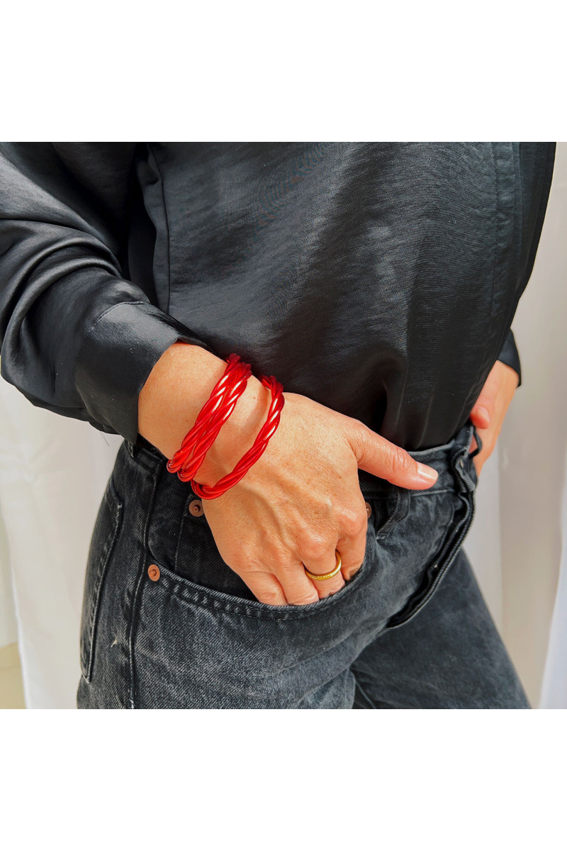 Jonc Bouddhiste torsadé ROUGE CERISE