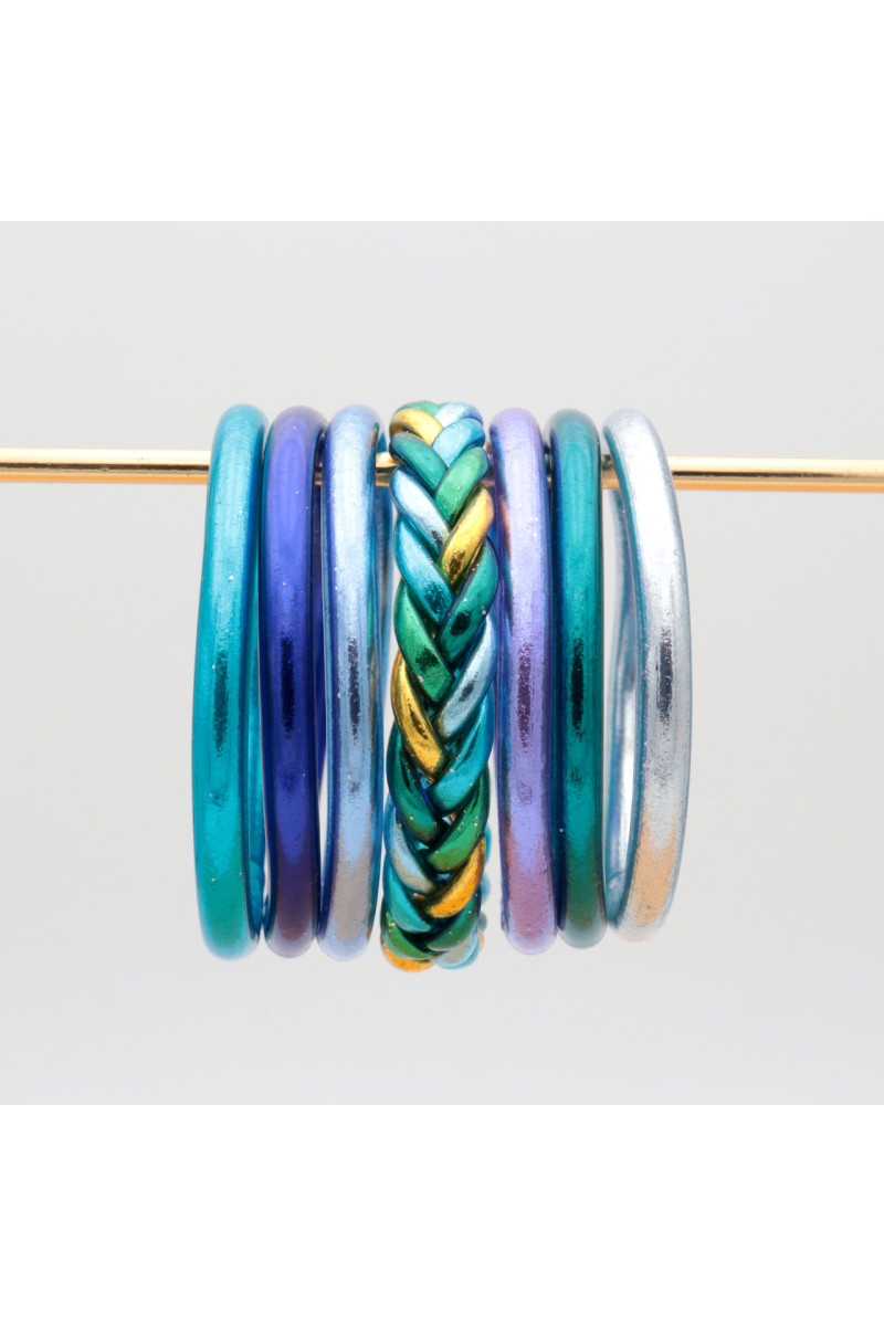 Jonc Bouddhiste tressé 5 couleurs Bleu