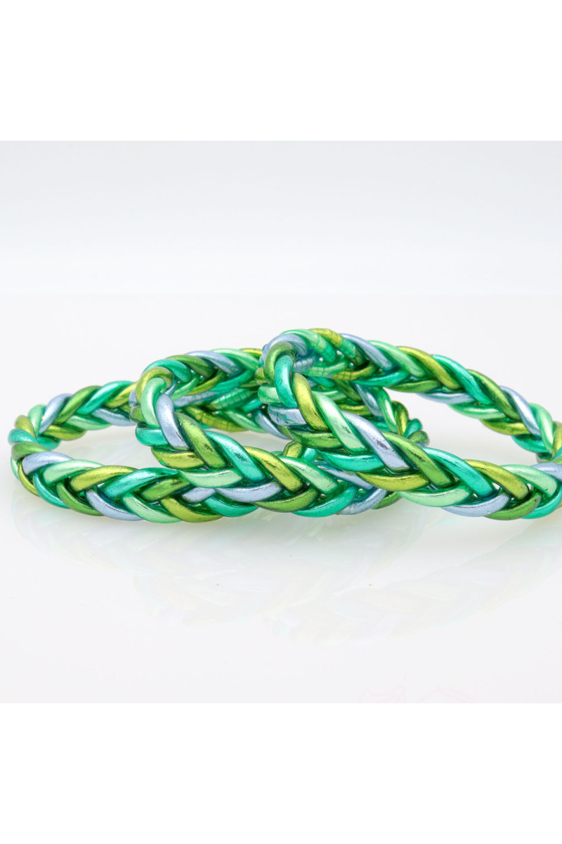 Jonc Bouddhiste tressé 5 couleurs vert