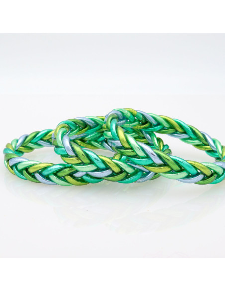 Jonc Bouddhiste tressé 5 couleurs vert