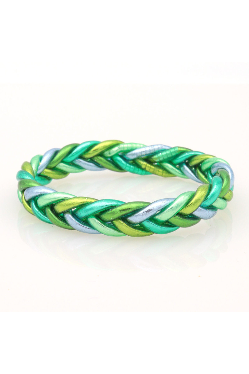 Jonc Bouddhiste tressé 5 couleurs vert