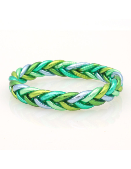 Jonc Bouddhiste tressé 5 couleurs vert