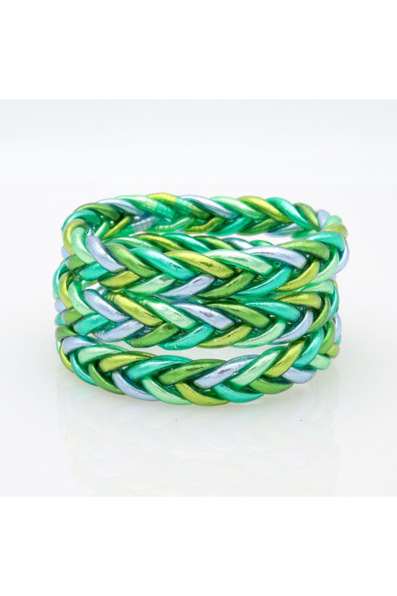 Jonc Bouddhiste tressé 5 couleurs vert