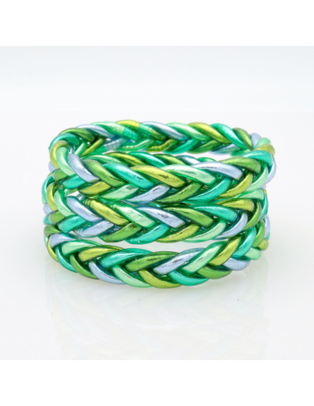 Jonc Bouddhiste tressé 5 couleurs vert