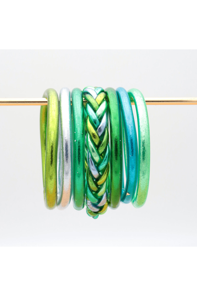 Jonc Bouddhiste tressé 5 couleurs vert