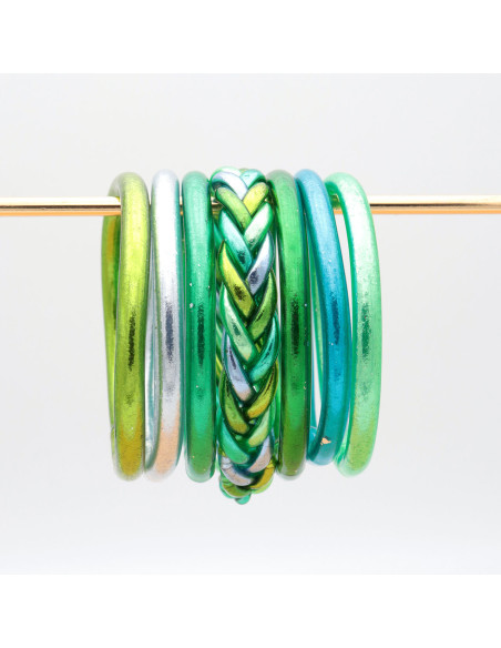Jonc Bouddhiste tressé 5 couleurs vert