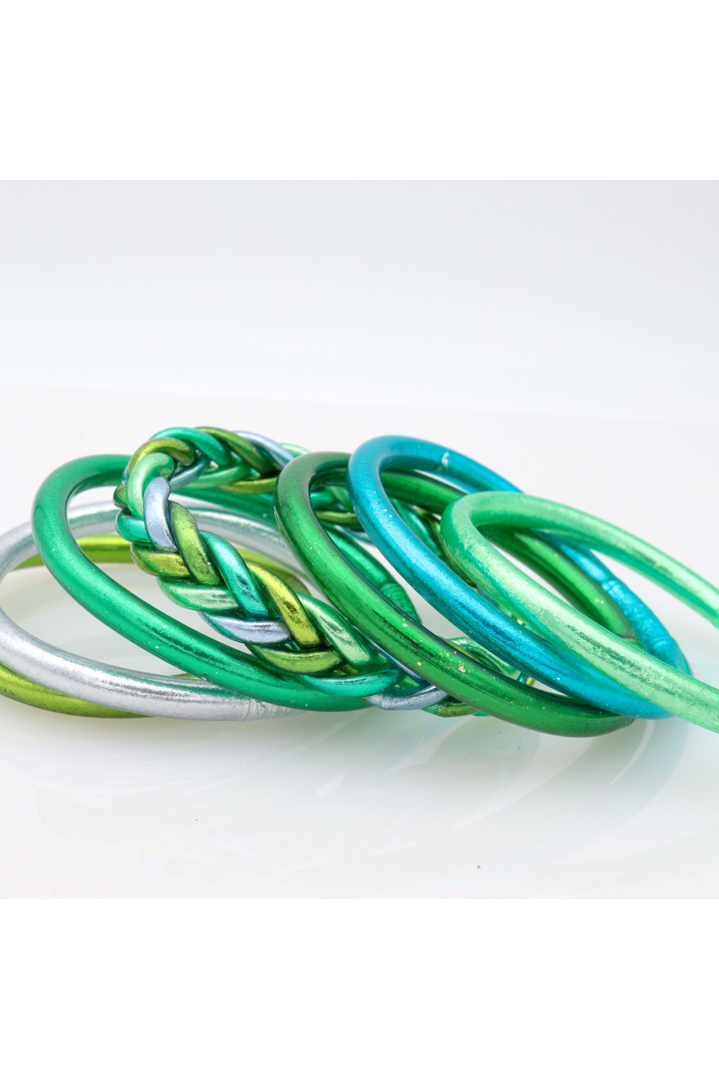 Jonc Bouddhiste tressé 5 couleurs vert