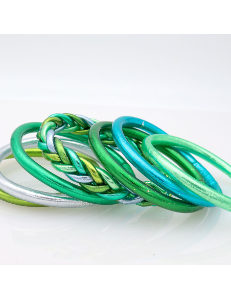 Jonc Bouddhiste tressé 5 couleurs vert