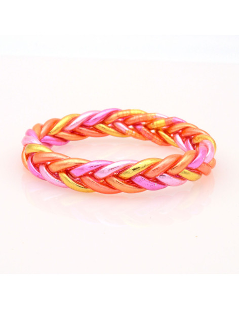 Jonc Bouddhiste tressé 5 couleurs rose