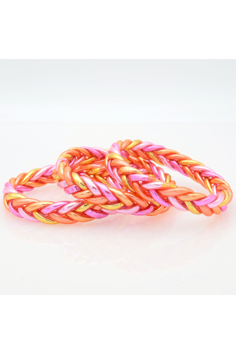 Jonc Bouddhiste tressé 5 couleurs rose