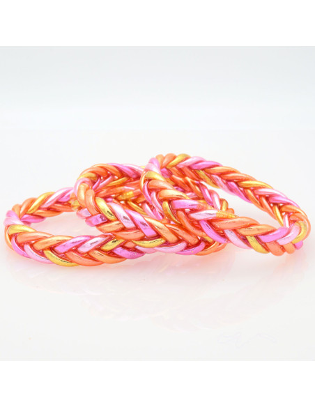 Jonc Bouddhiste tressé 5 couleurs rose