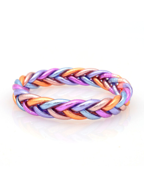 Jonc Bouddhiste tressé 5 couleurs violet