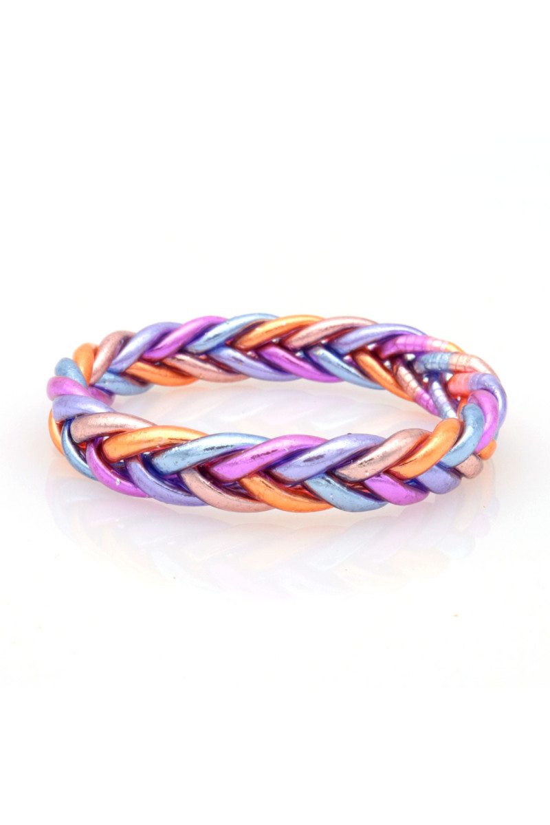 Jonc Bouddhiste tressé 5 couleurs violet