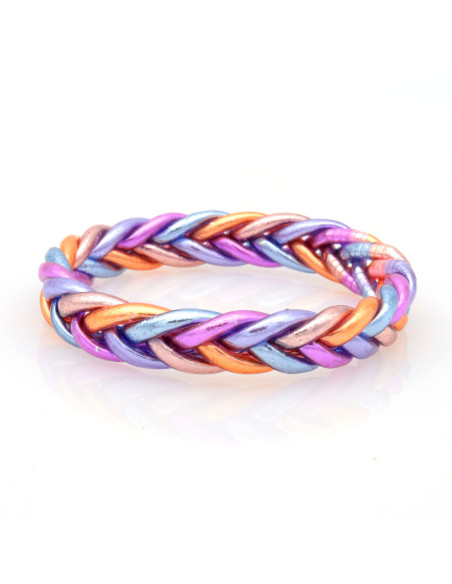Jonc Bouddhiste tressé 5 couleurs violet