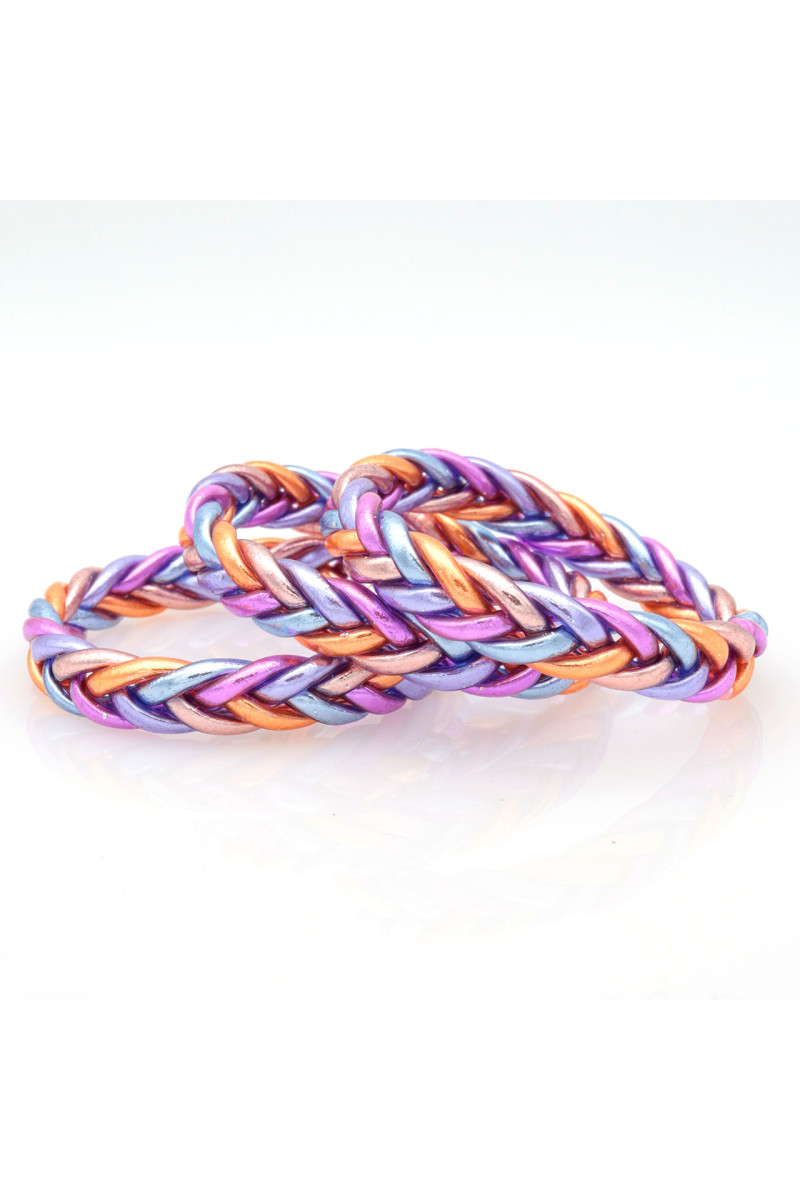 Jonc Bouddhiste tressé 5 couleurs violet
