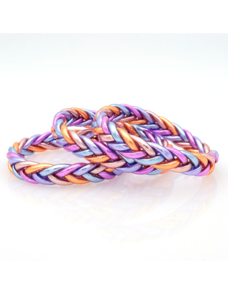 Jonc Bouddhiste tressé 5 couleurs violet