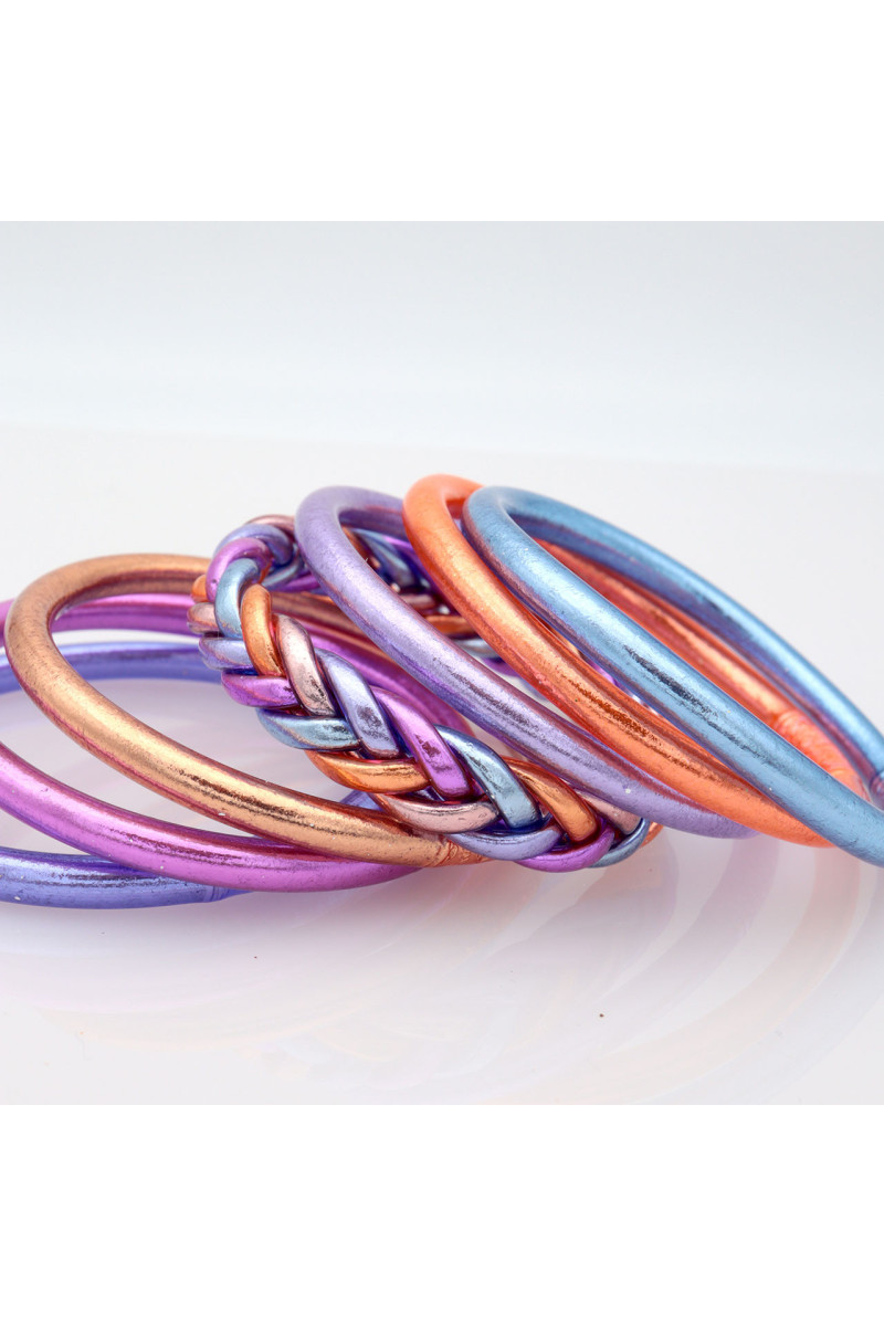 Jonc Bouddhiste tressé 5 couleurs violet